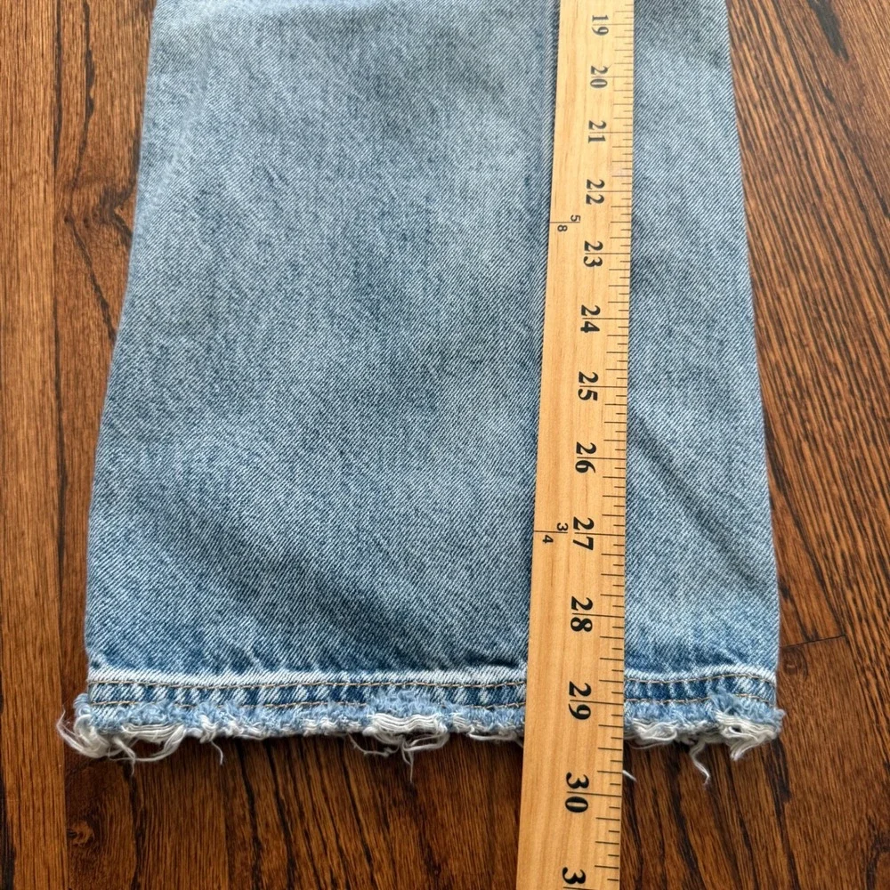 We The Free Ripped High Rise Straight Leg‎ Jeans Light Wash Distressed 24 Baggy